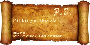 Pittinger Dezső névjegykártya